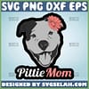 Pittie Mom Svg Pretty Dog With Flower Svg 1