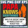 papa knows everything and if he doesnt know he makes stuff up really fast svg diy fathers day celebration ideas