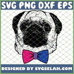 Bisexual Pride Pug Dog Lgbt Bow Tie SVG PNG DXF EPS 1