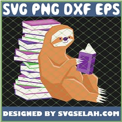 Clever Sloth Reading Books Teacher Student Nerdy SVG PNG DXF EPS 1