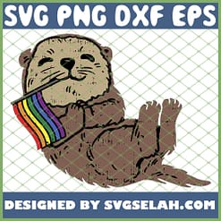 Lgbt Sea Otter Rainbow Flag Cute Gay Pride Animal Lover SVG PNG DXF EPS 1