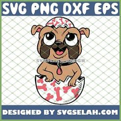 Pug Dog In Easter Egg Happy Cute SVG PNG DXF EPS 1