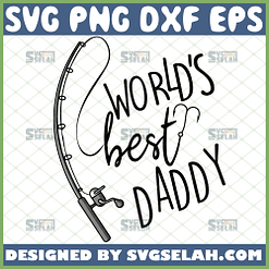 bent fishing pole with worlds best daddy svg fathers day diy baby fishing onesie svg 1 
