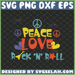 peacce love rock and roll svg hippie logo svg