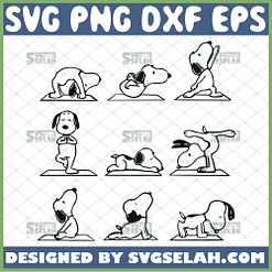 snoopy yoga svg funny cartoon dog yoga poses svg peanuts movie inspired