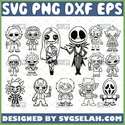 baby horror characters outline svg bundle