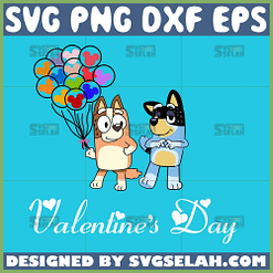 bandit and chilli with mickey balloon svg bluey character valentines day svg