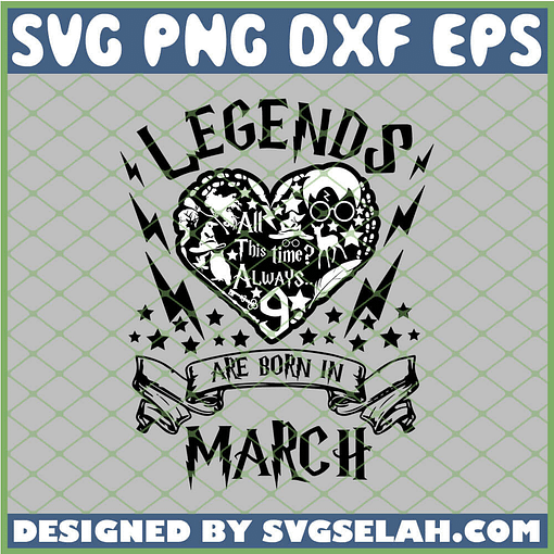 Harry Potter Heart Legends Are Born In March 9 3 4 SVG PNG DXF EPS 1