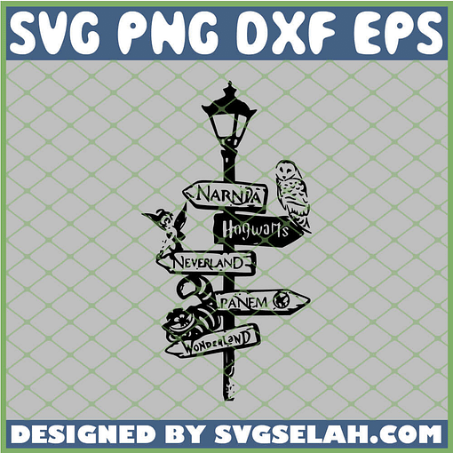 Harry Potter Narnia Hogwarts Neverland Panem Wonderland Lamp Post Owl Cat SVG PNG DXF EPS 1