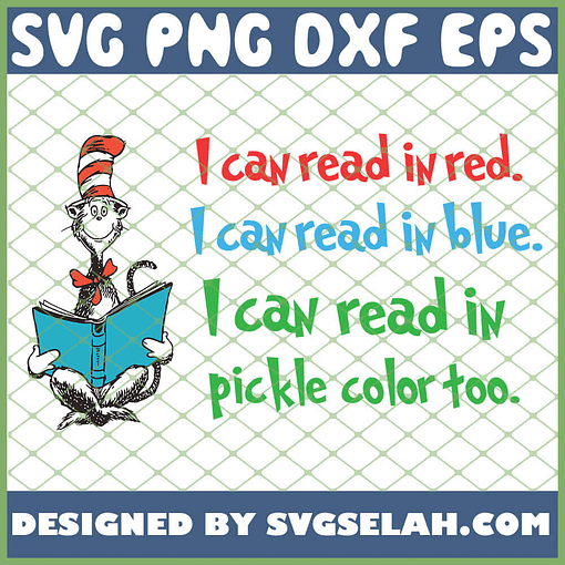 I Can Read In Red Blue And Pickle Color SVG PNG DXF EPS 1
