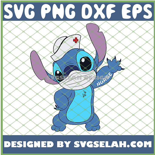 Cute Stitch Nurse Wear The Mask Funny Coronavirus Covid 19 Disney SVG PNG DXF EPS 1