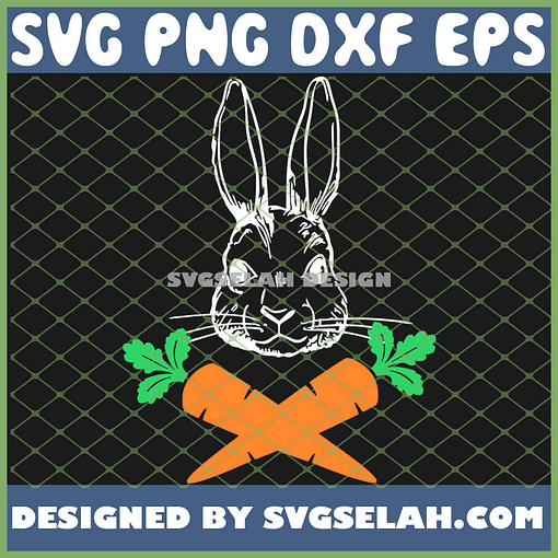 Easter Bunny With Carrot Cross Skull Bones SVG PNG DXF EPS 1