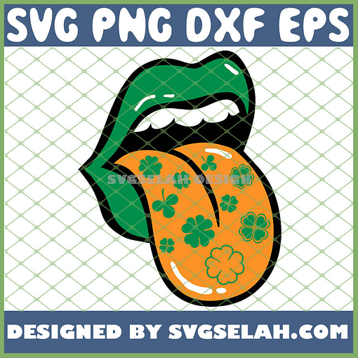 Speaking Green Lips With Tongue St PatrickS Day 2021 SVG PNG DXF EPS 1