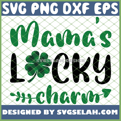St PatrickS Day Green Buffalo Plaid Four Leaf Clover MamaS Lucky Charm SVG PNG DXF EPS 1