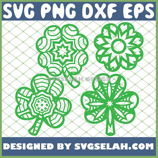 St PatrickS Day Shamrock Mandala SVG PNG DXF EPS 1