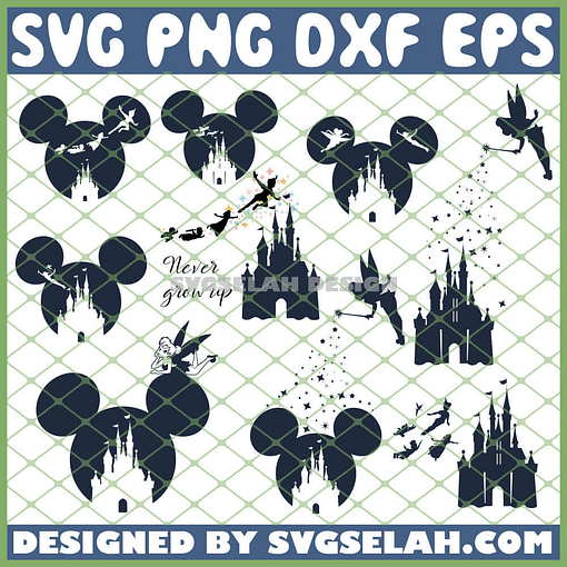 Tinkerbell Peter Pan Mickey Disney Castle SVG Bundle SVG PNG DXF EPS 1