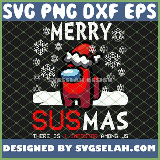 Merry Sus Mas Among Us Game SVG Santa Among Us In Snow Storm SVG PNG DXF EPS 1