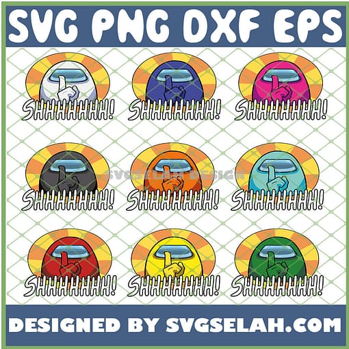 White Blue Pink Black Orange Navy Red Yellow Green Among Us Shh SVG PNG DXF EPS 1