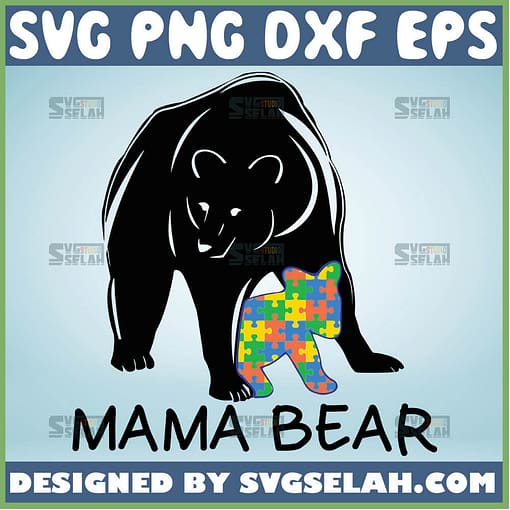 Autism Mama Bear Svg Bear And Cub Svg Autism Awareness Baby Bear Svg 1