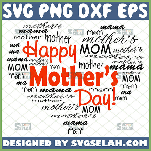 Happy MotherS Day Love Heart Word Art Svg Mama Mom Signature Svg 1 