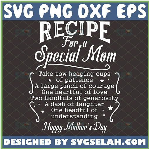 Recipe For A Special Mom Svg Happy MotherS Day Svg 1 