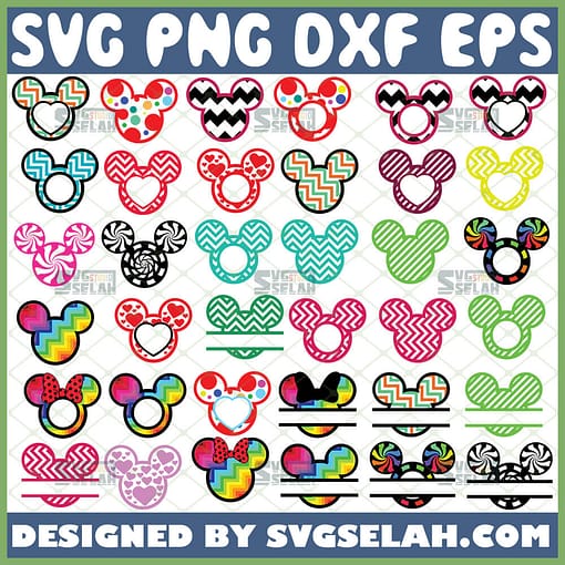 Mickey Mouse Monogram Svg Rainbow Zig Zag Pattern Colorful Split Candy Disney Svg Bundle 1 