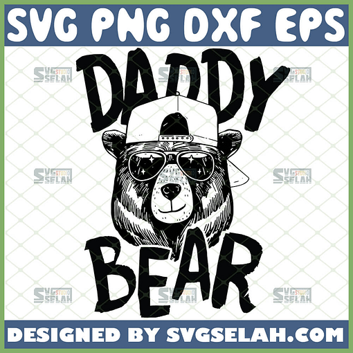 daddy bear svg bear head hat svg bear with sunglasses logo fathers day 1 