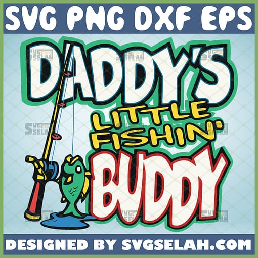 daddys little fishing buddy svg baby onesie svg fishing pole with fish svg 1 