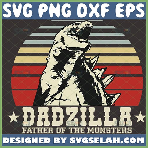 dadzilla father of the monsters svg vintage godzilla fathers day silhouette cameo design ideas 1 
