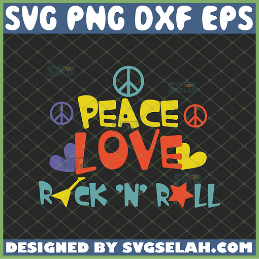 peacce love rock and roll svg hippie logo svg