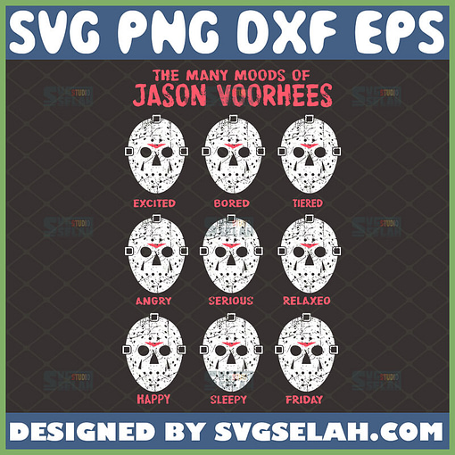 the many moods of jason voorhees svg funny horror shirt ideas