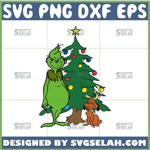 grinch and max christmas tree svg