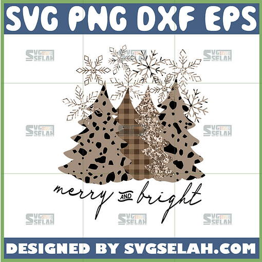 merry and bright christmas tree svg