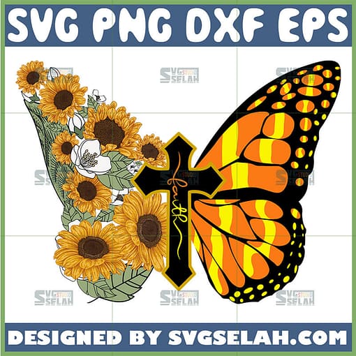 sunflower butterfly cross svg