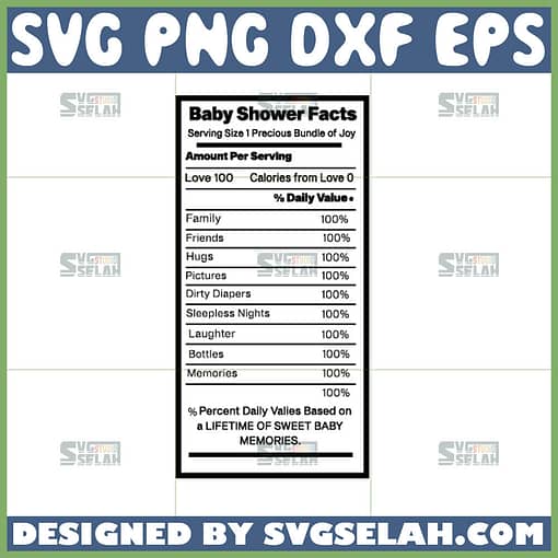 baby shower nutrition facts svg