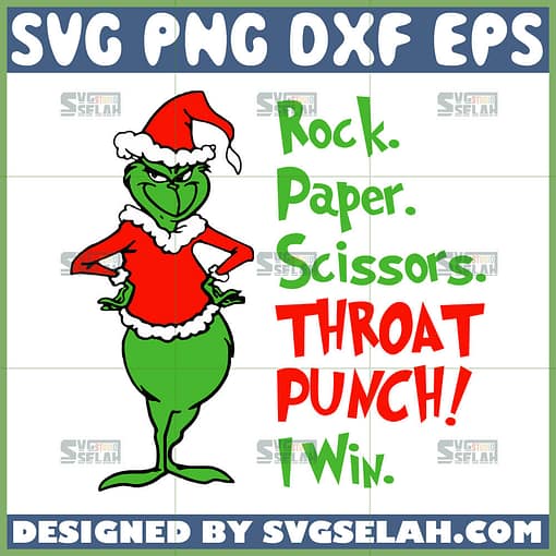 rock paper scissors throat punch grinch i win svg grinch christmas svg