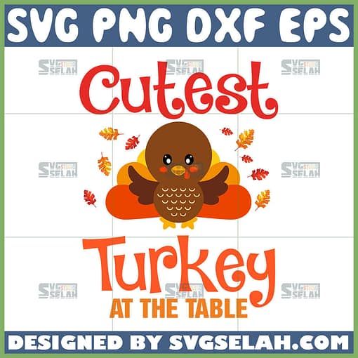 cutest turkey at the table svg