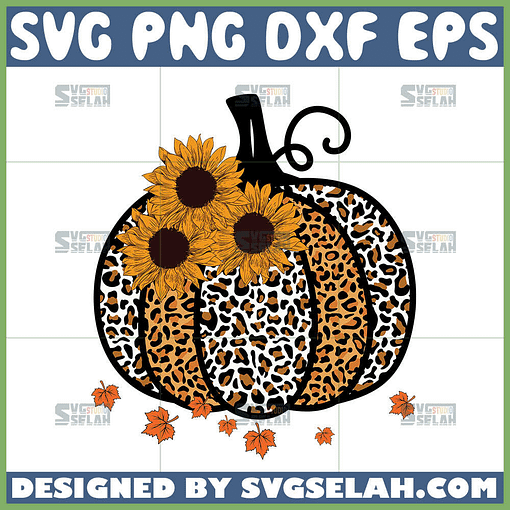 leopard pumpkin and sunflower svg